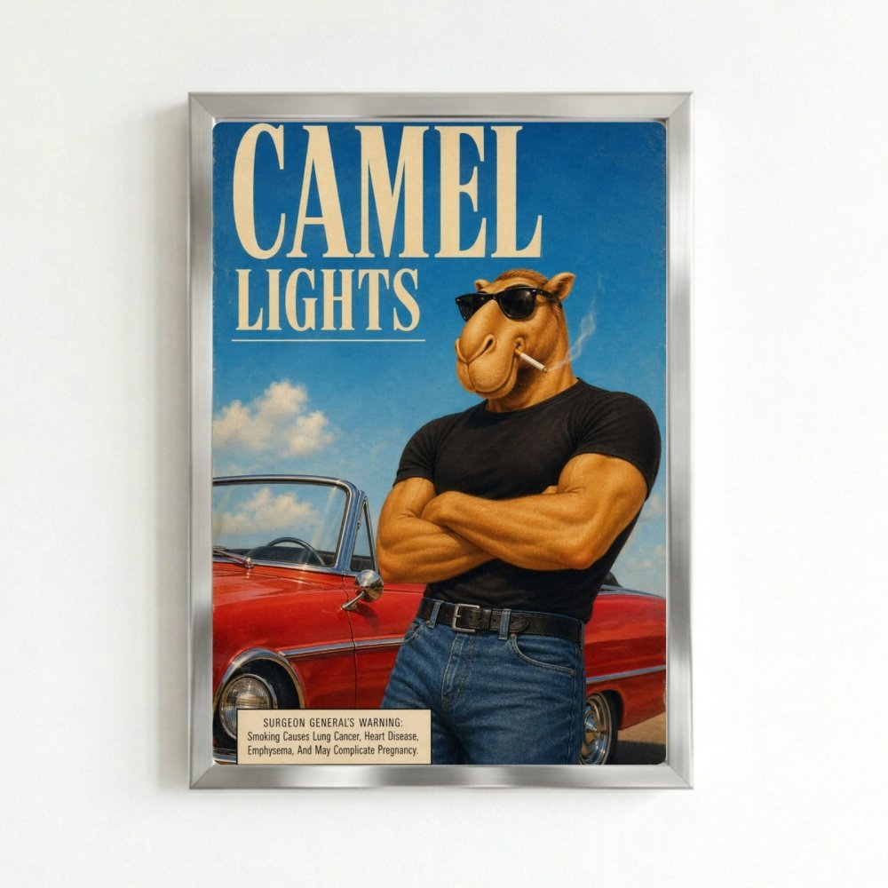bar and restaurant decoration, camel sigarette - Vibes Districtbar and restaurant decoration, camel sigarette poster SilverVibes District