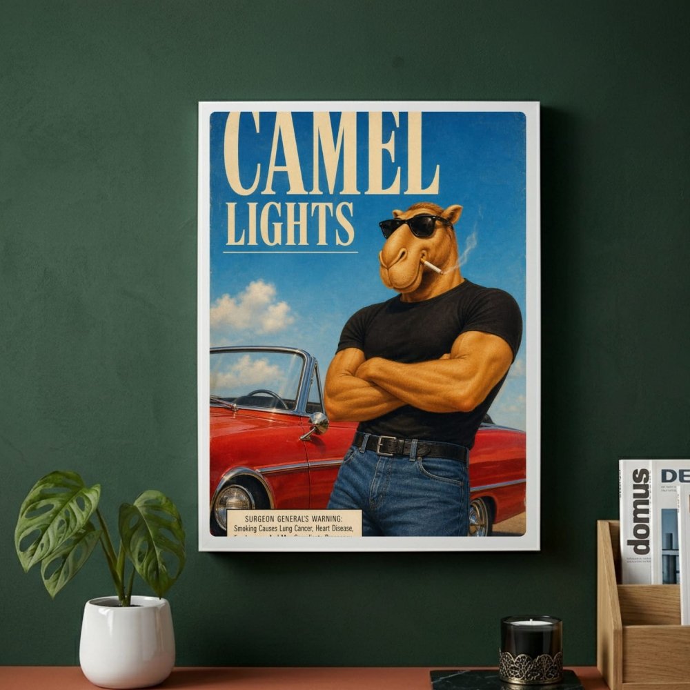 bar and restaurant decoration, camel sigarette - Vibes Districtbar and restaurant decoration, camel sigarette poster SilverVibes District