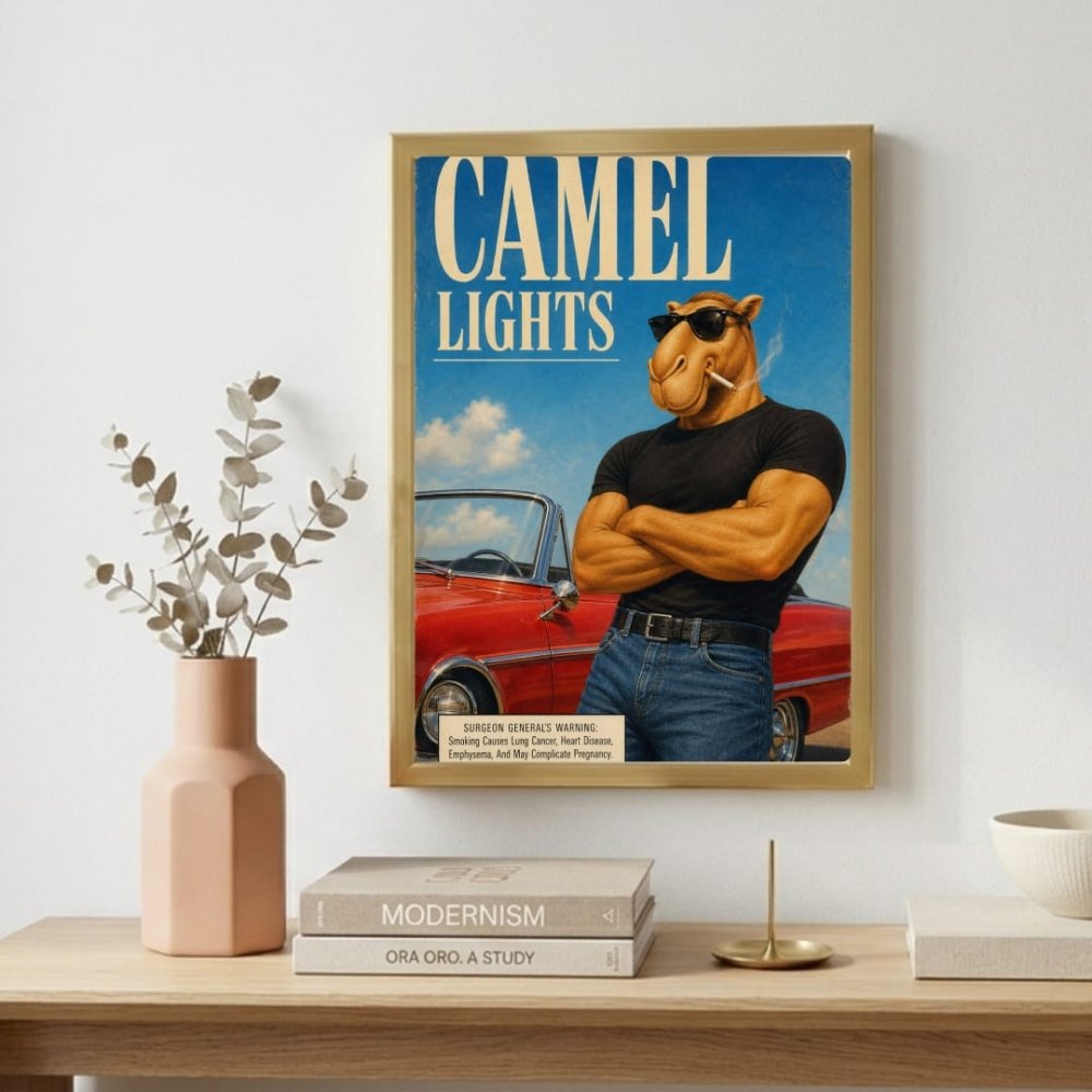 bar and restaurant decoration, camel sigarette - Vibes Districtbar and restaurant decoration, camel sigarette poster SilverVibes District