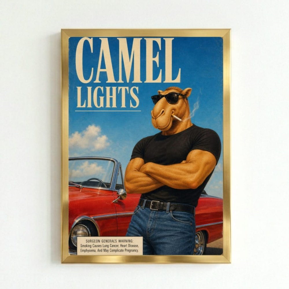 bar and restaurant decoration, camel sigarette - Vibes Districtbar and restaurant decoration, camel sigarette poster GoldVibes District
