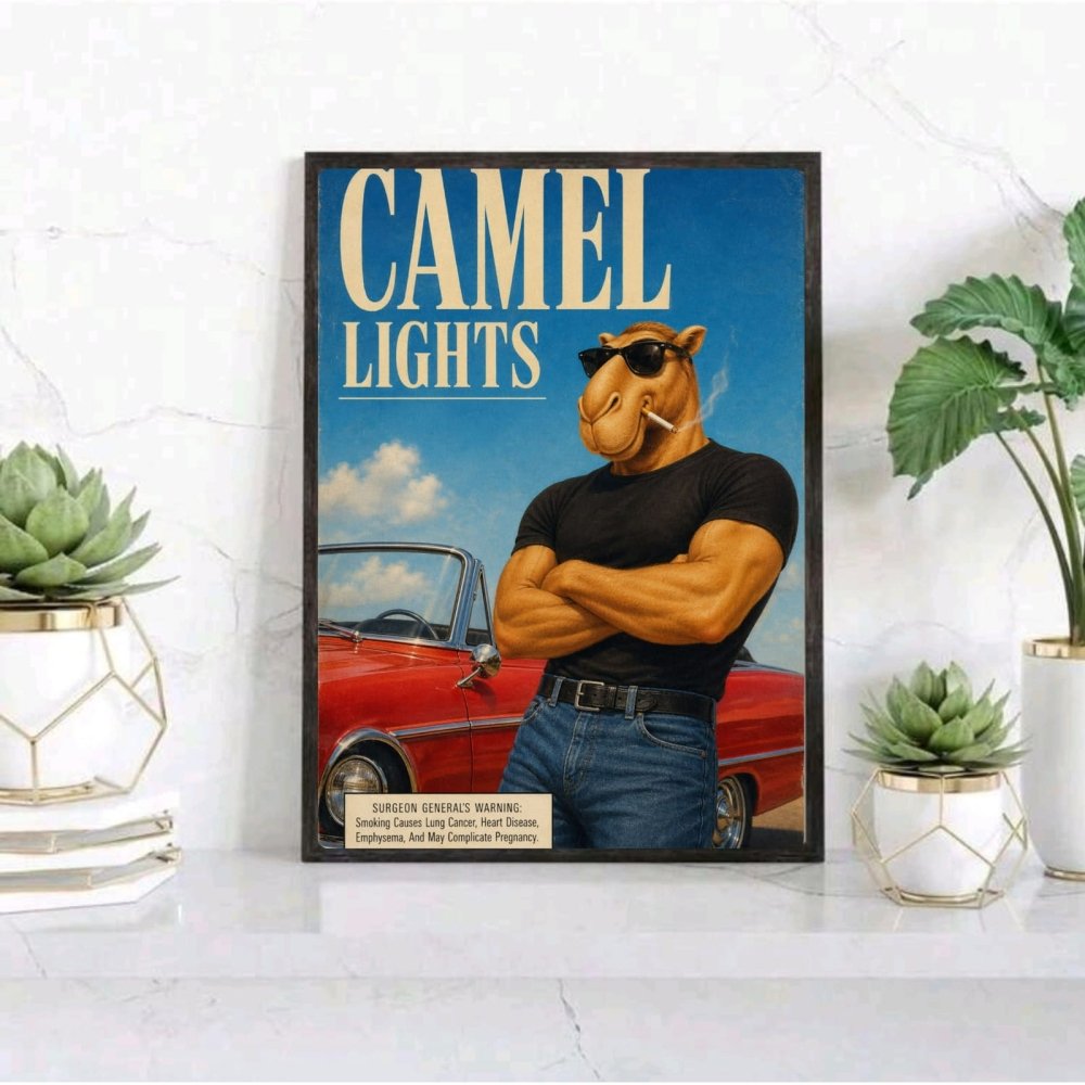 bar and restaurant decoration, camel sigarette - Vibes Districtbar and restaurant decoration, camel sigarette poster SilverVibes District
