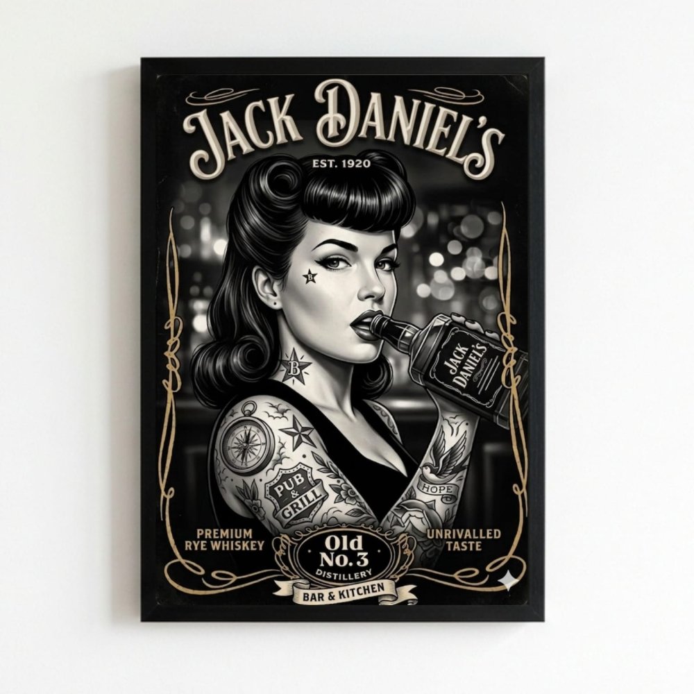 bar and restaurant decoration jack daniel's - Vibes Districtbar and restaurant decoration jack daniel's poster NeroVibes District