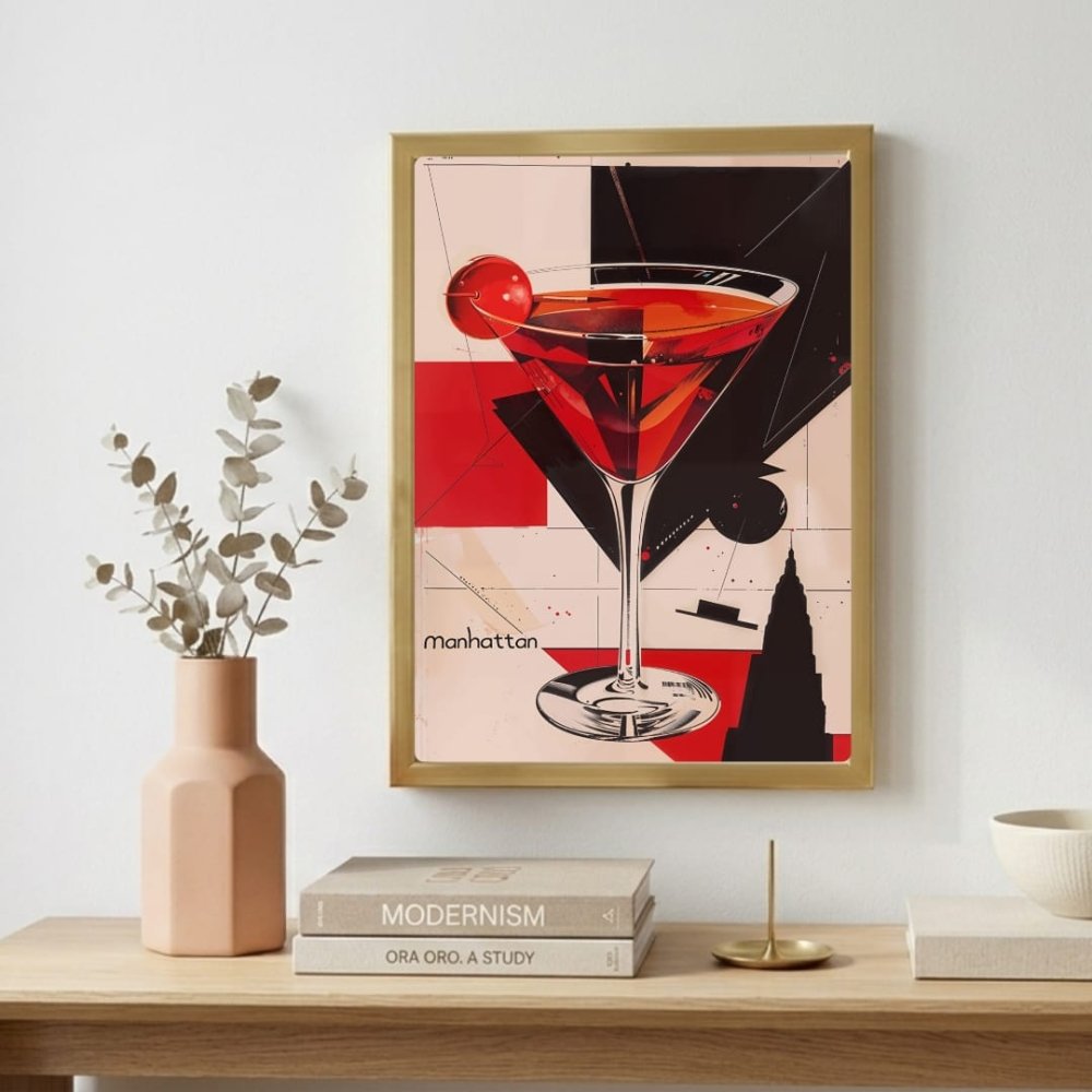 bar and restaurant decoration, manhattan drink - Vibes Districtbar and restaurant decoration, manhattan drink poster GoldVibes District
