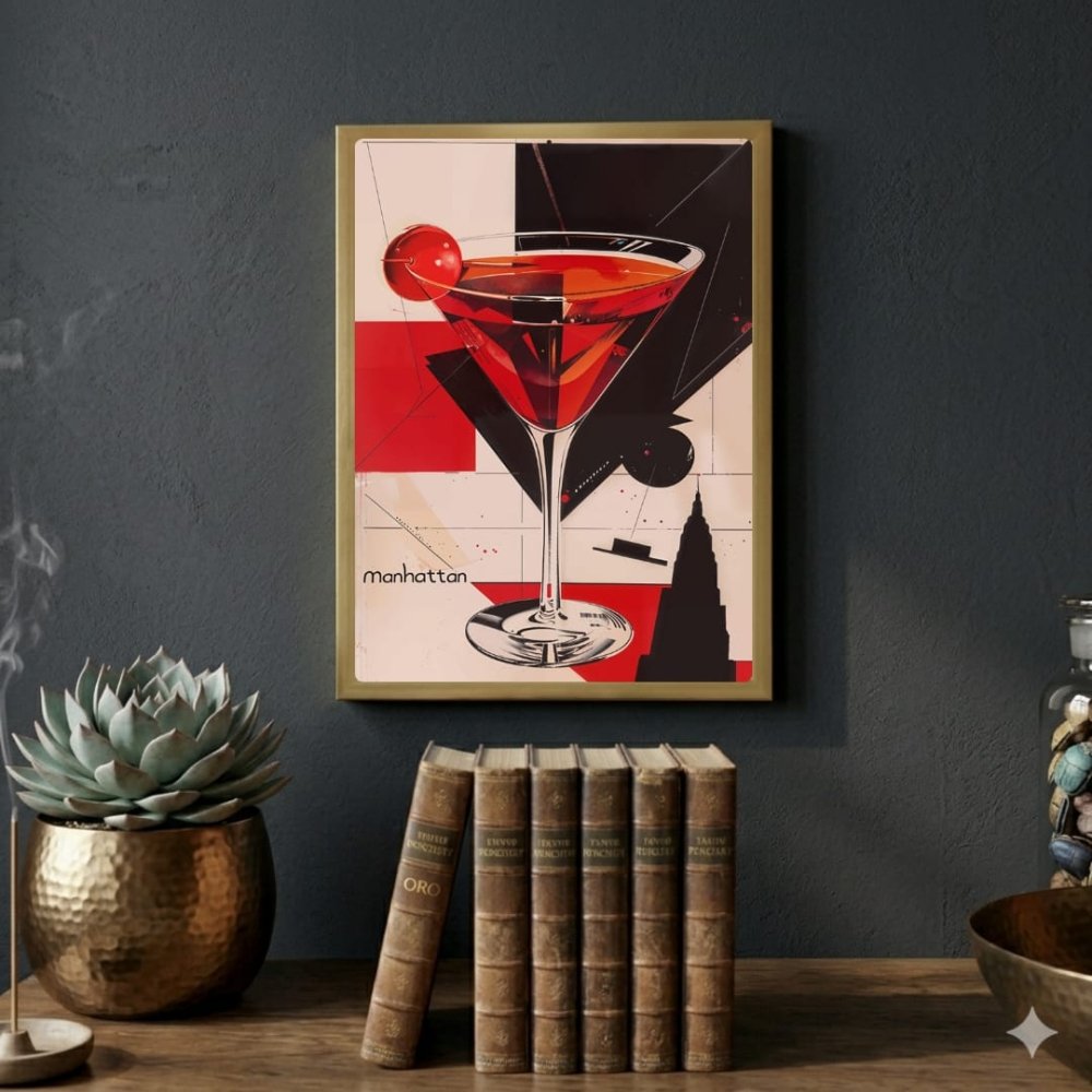 bar and restaurant decoration, manhattan drink - Vibes Districtbar and restaurant decoration, manhattan drink poster GoldVibes District