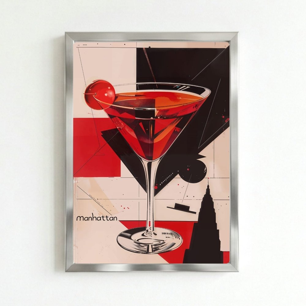 bar and restaurant decoration, manhattan drink - Vibes Districtbar and restaurant decoration, manhattan drink poster SilverVibes District