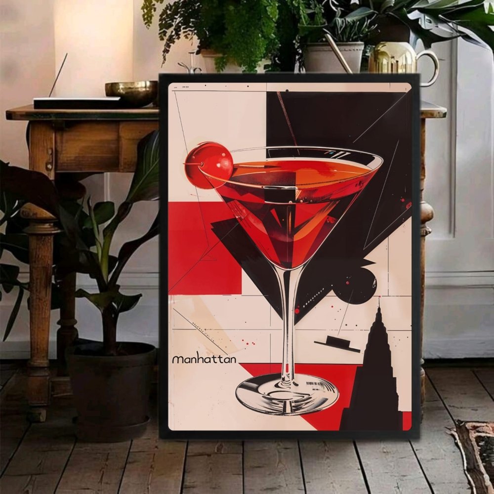 bar and restaurant decoration, manhattan drink - Vibes Districtbar and restaurant decoration, manhattan drink poster GoldVibes District