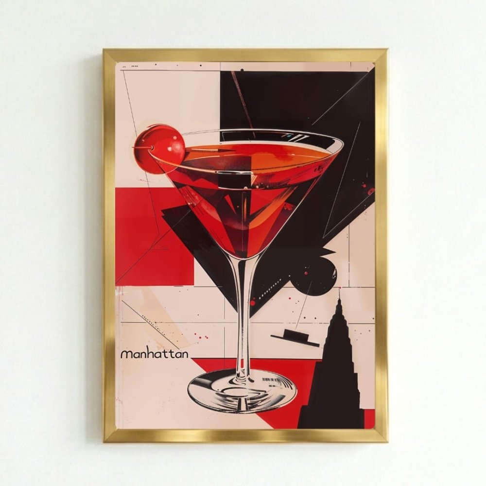 bar and restaurant decoration, manhattan drink - Vibes Districtbar and restaurant decoration, manhattan drink poster GoldVibes District