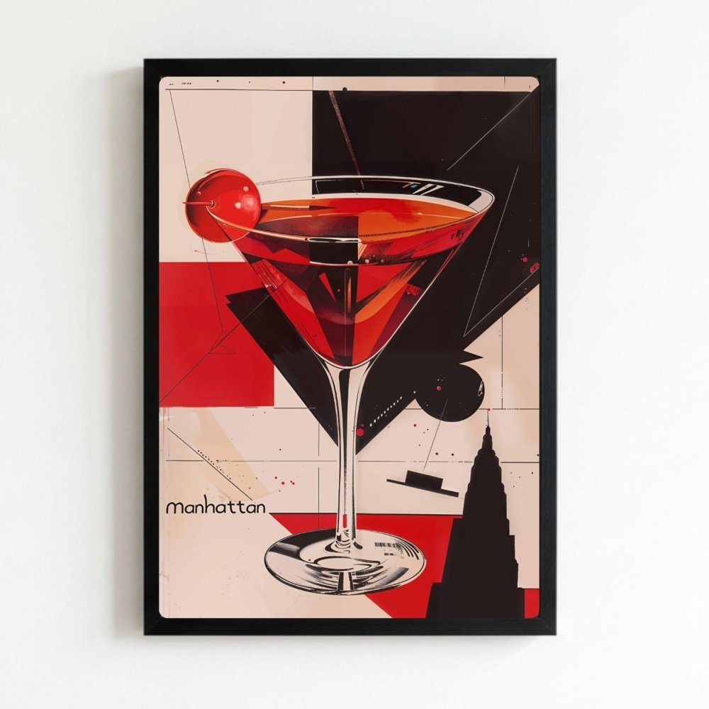 bar and restaurant decoration, manhattan drink - Vibes Districtbar and restaurant decoration, manhattan drink poster NeroVibes District