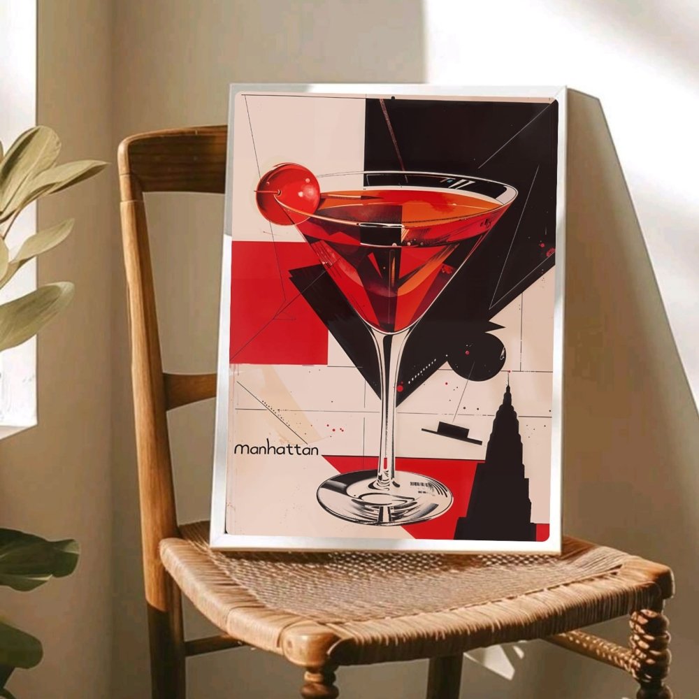bar and restaurant decoration, manhattan drink - Vibes Districtbar and restaurant decoration, manhattan drink poster GoldVibes District