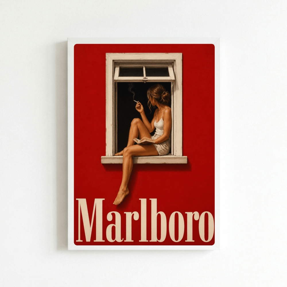 bar and restaurant decoration, marlboro cigarette - Vibes Districtbar and restaurant decoration, marlboro cigarette poster BiancoVibes District