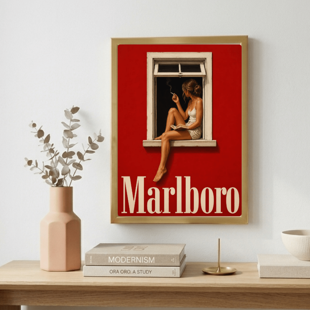 bar and restaurant decoration, marlboro cigarette - Vibes Districtbar and restaurant decoration, marlboro cigarette poster GoldVibes District