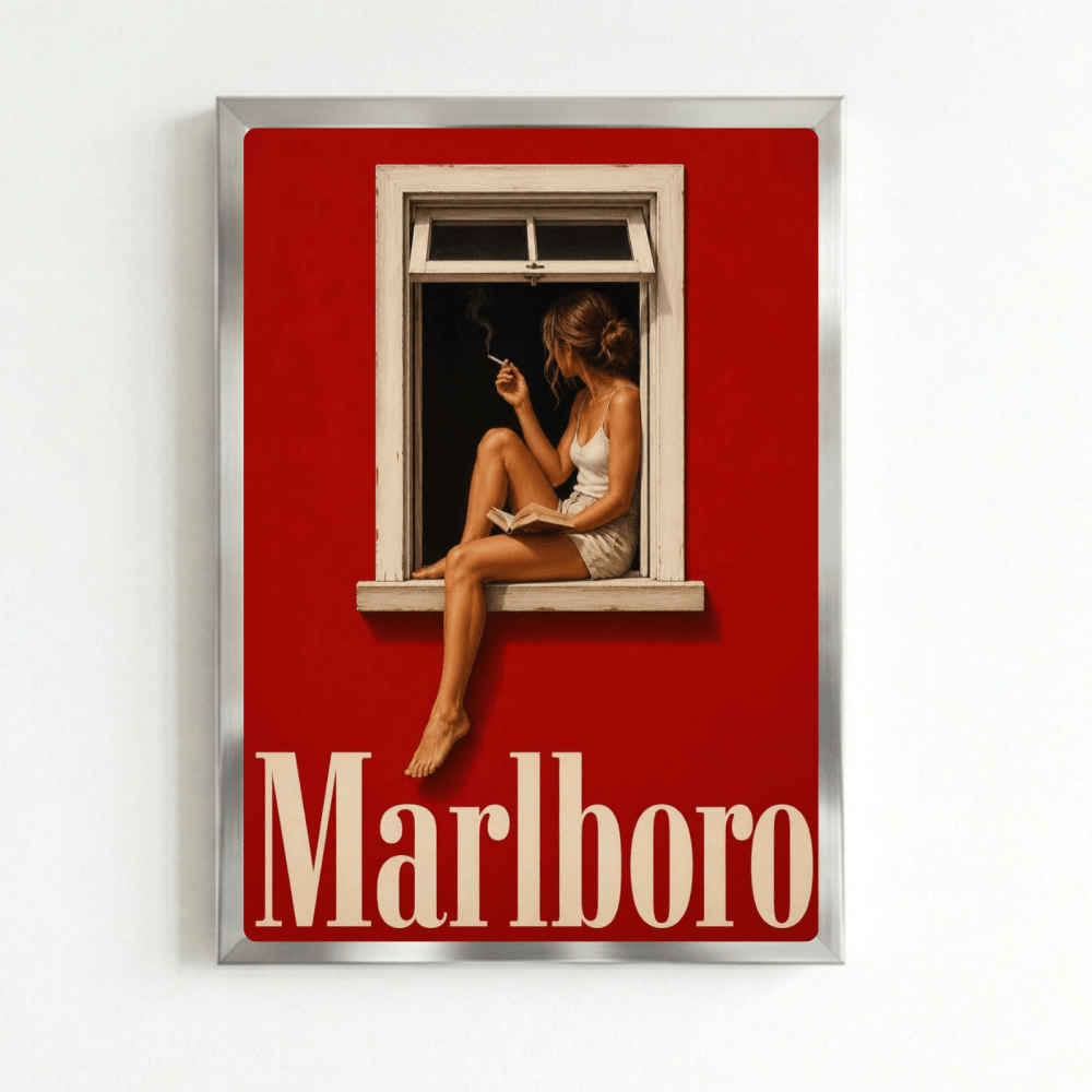 bar and restaurant decoration, marlboro cigarette - Vibes Districtbar and restaurant decoration, marlboro cigarette poster SilverVibes District