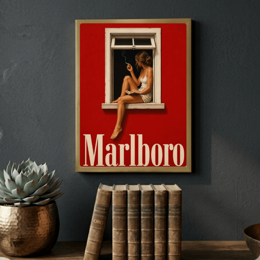 bar and restaurant decoration, marlboro cigarette - Vibes Districtbar and restaurant decoration, marlboro cigarette poster GoldVibes District