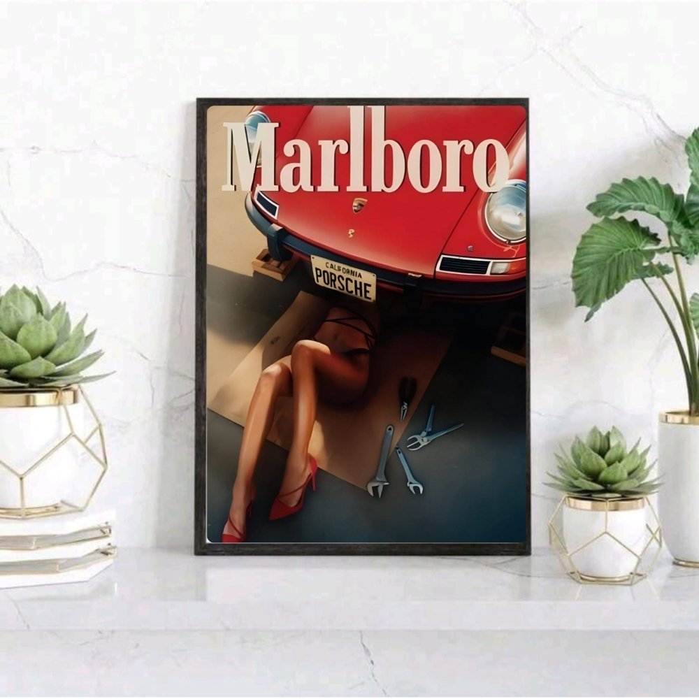 bar and restaurant decoration, marlboro sigarette - Vibes Districtbar and restaurant decoration, marlboro sigarette poster SilverVibes District