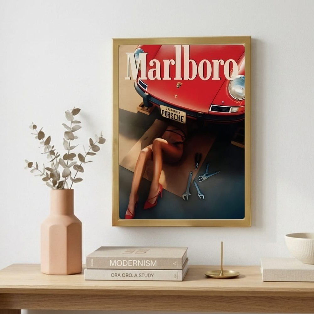 bar and restaurant decoration, marlboro sigarette - Vibes Districtbar and restaurant decoration, marlboro sigarette poster SilverVibes District