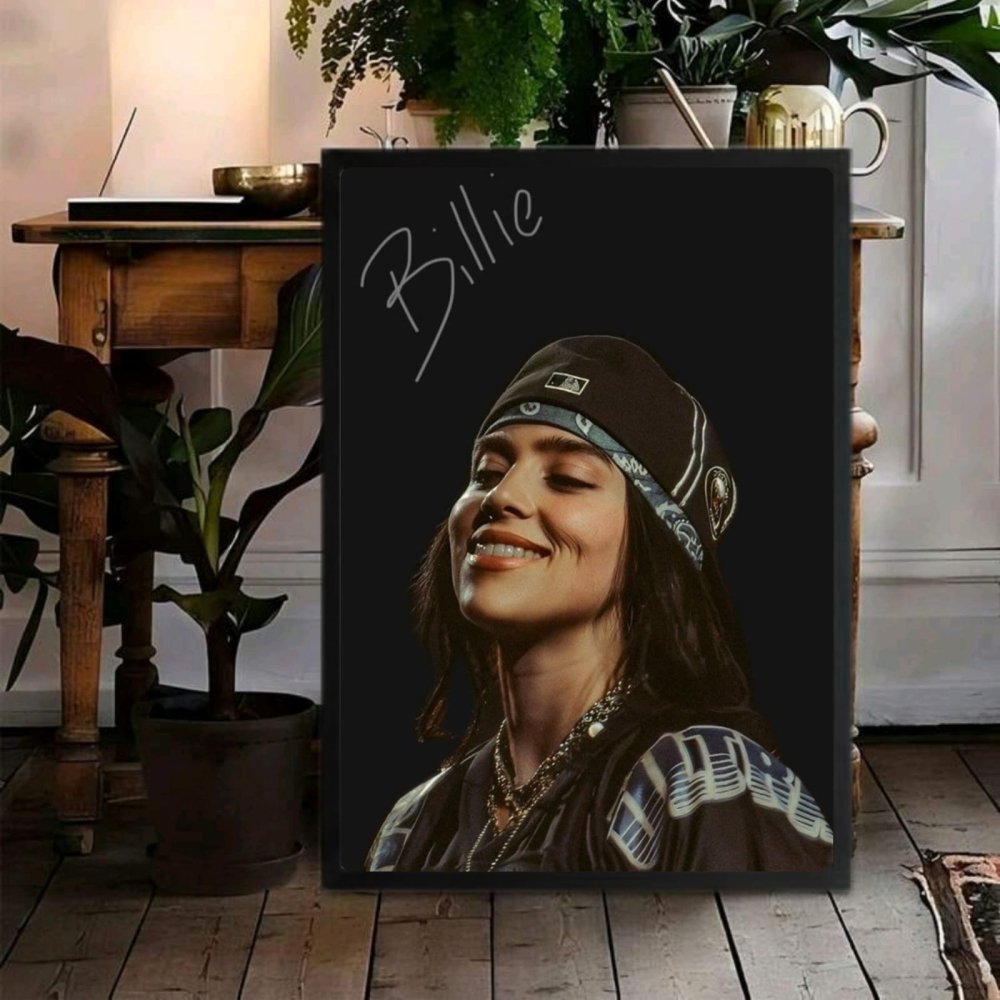Billie Eilish Autographed Poster with Frame - Vibes DistrictBillie Eilish Autographed Poster with Frame poster GoldVibes District