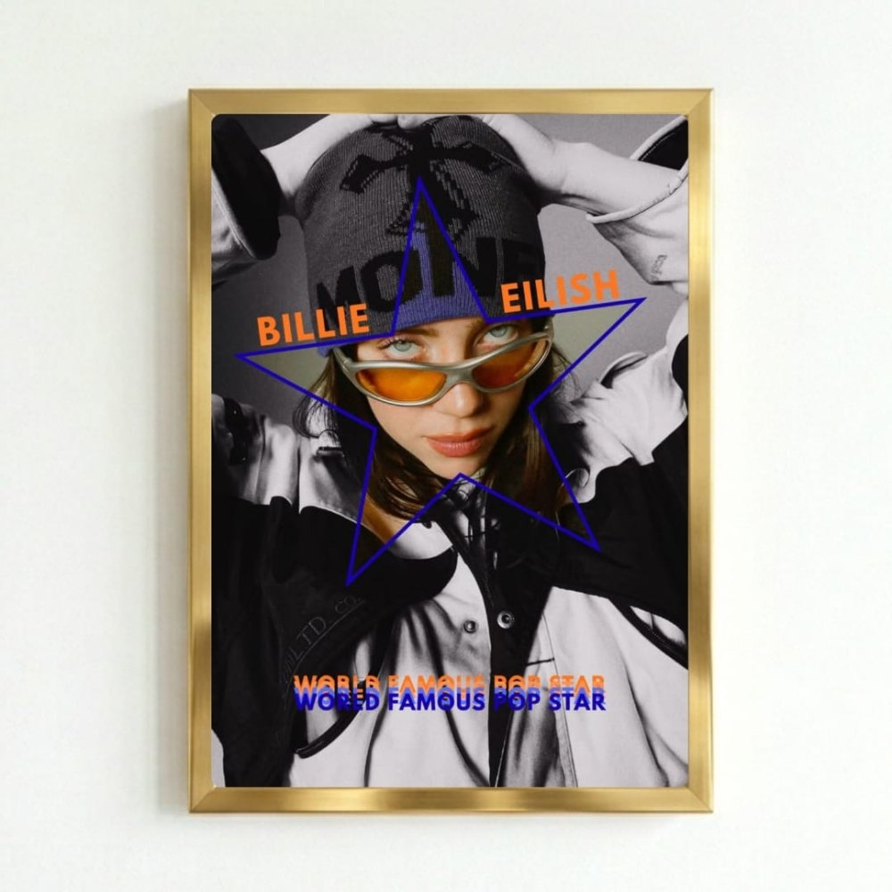 Billie Eilish Autographed Poster with Frame - Vibes DistrictBillie Eilish Autographed Poster with Frame poster GoldVibes District