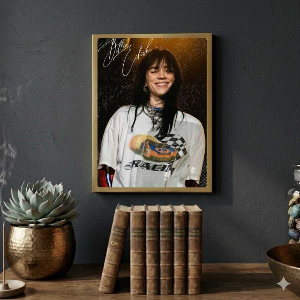 Billie Eilish Autographed Poster with Frame - Vibes DistrictBillie Eilish Autographed Poster with Frame poster SilverVibes District