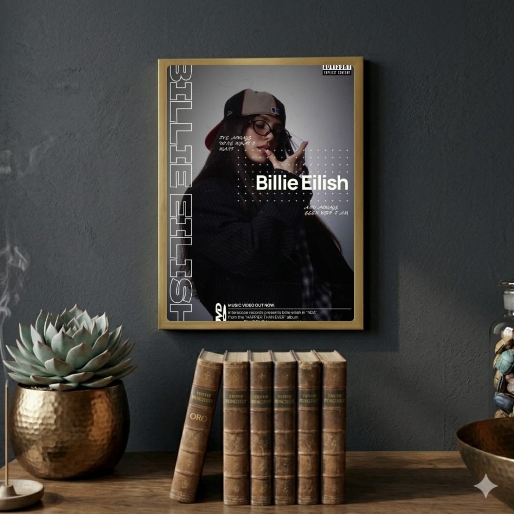 Billie Eilish Autographed Poster with Frame - Vibes DistrictBillie Eilish Autographed Poster with Frame poster SilverVibes District