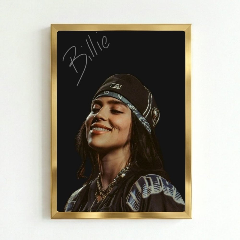 Billie Eilish Autographed Poster with Frame - Vibes DistrictBillie Eilish Autographed Poster with Frame poster GoldVibes District