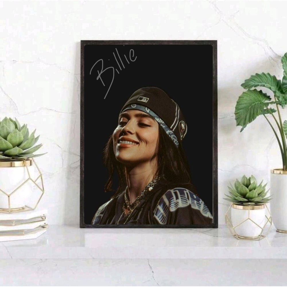 Billie Eilish Autographed Poster with Frame - Vibes DistrictBillie Eilish Autographed Poster with Frame poster GoldVibes District