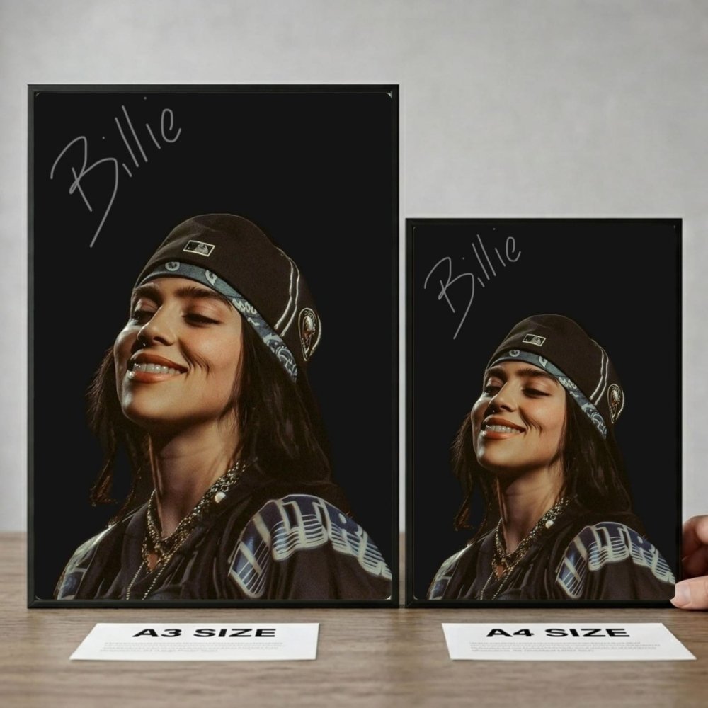Billie Eilish Autographed Poster with Frame - Vibes DistrictBillie Eilish Autographed Poster with Frame poster GoldVibes District