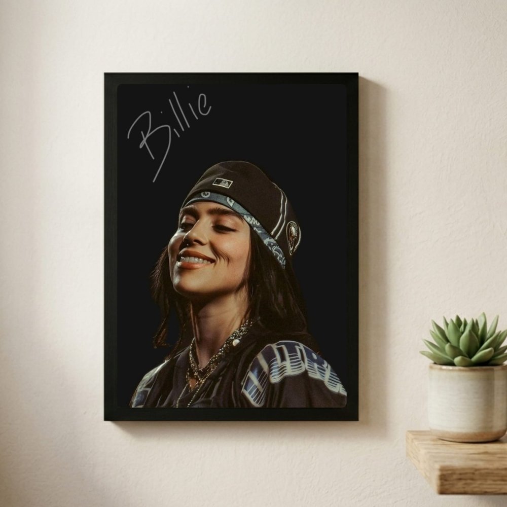 Billie Eilish Autographed Poster with Frame - Vibes DistrictBillie Eilish Autographed Poster with Frame poster GoldVibes District
