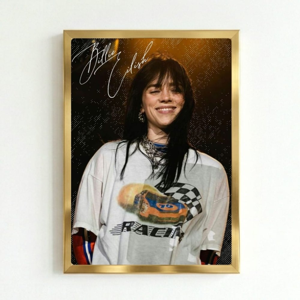 Billie Eilish Autographed Poster with Frame - Vibes DistrictBillie Eilish Autographed Poster with Frame poster GoldVibes District