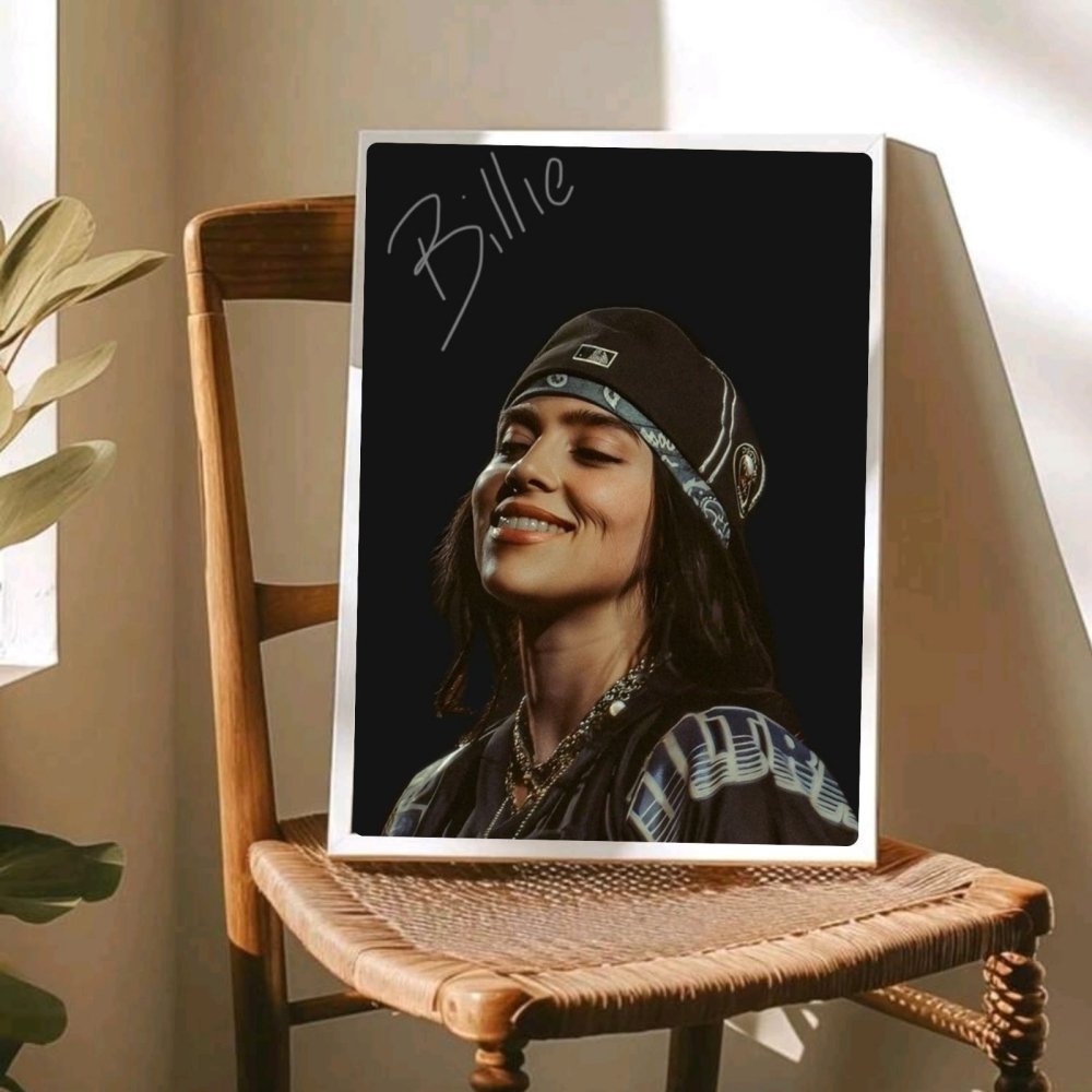 Billie Eilish Autographed Poster with Frame - Vibes DistrictBillie Eilish Autographed Poster with Frame poster GoldVibes District