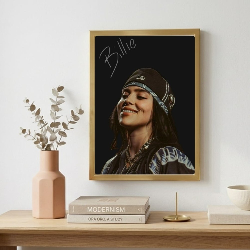 Billie Eilish Autographed Poster with Frame - Vibes DistrictBillie Eilish Autographed Poster with Frame poster GoldVibes District