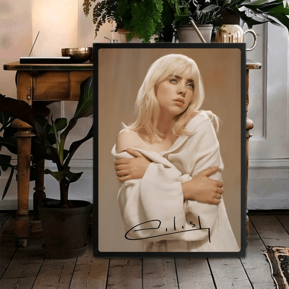 Billie Eilish - Happier Than Ever Poster with Frame - Vibes DistrictBillie Eilish - Happier Than Ever Poster with Frame poster GoldVibes District