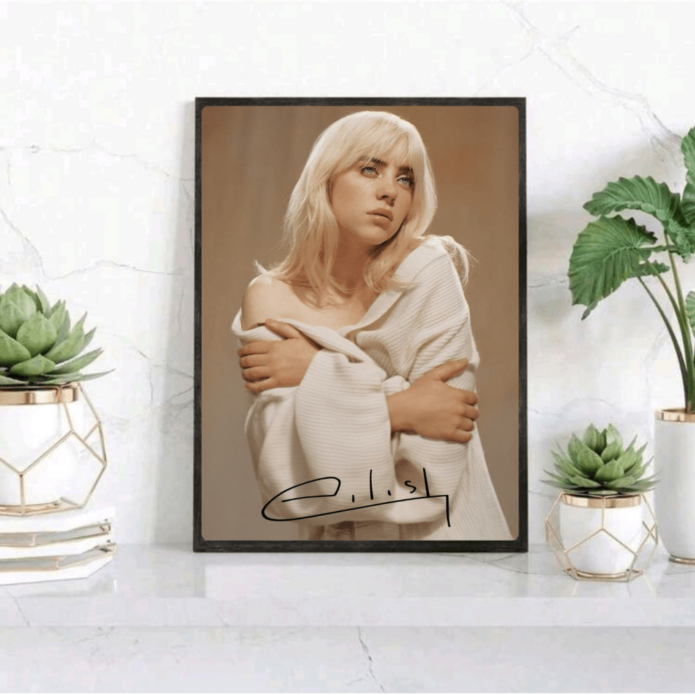 Billie Eilish - Happier Than Ever Poster with Frame - Vibes DistrictBillie Eilish - Happier Than Ever Poster with Frame poster GoldVibes District
