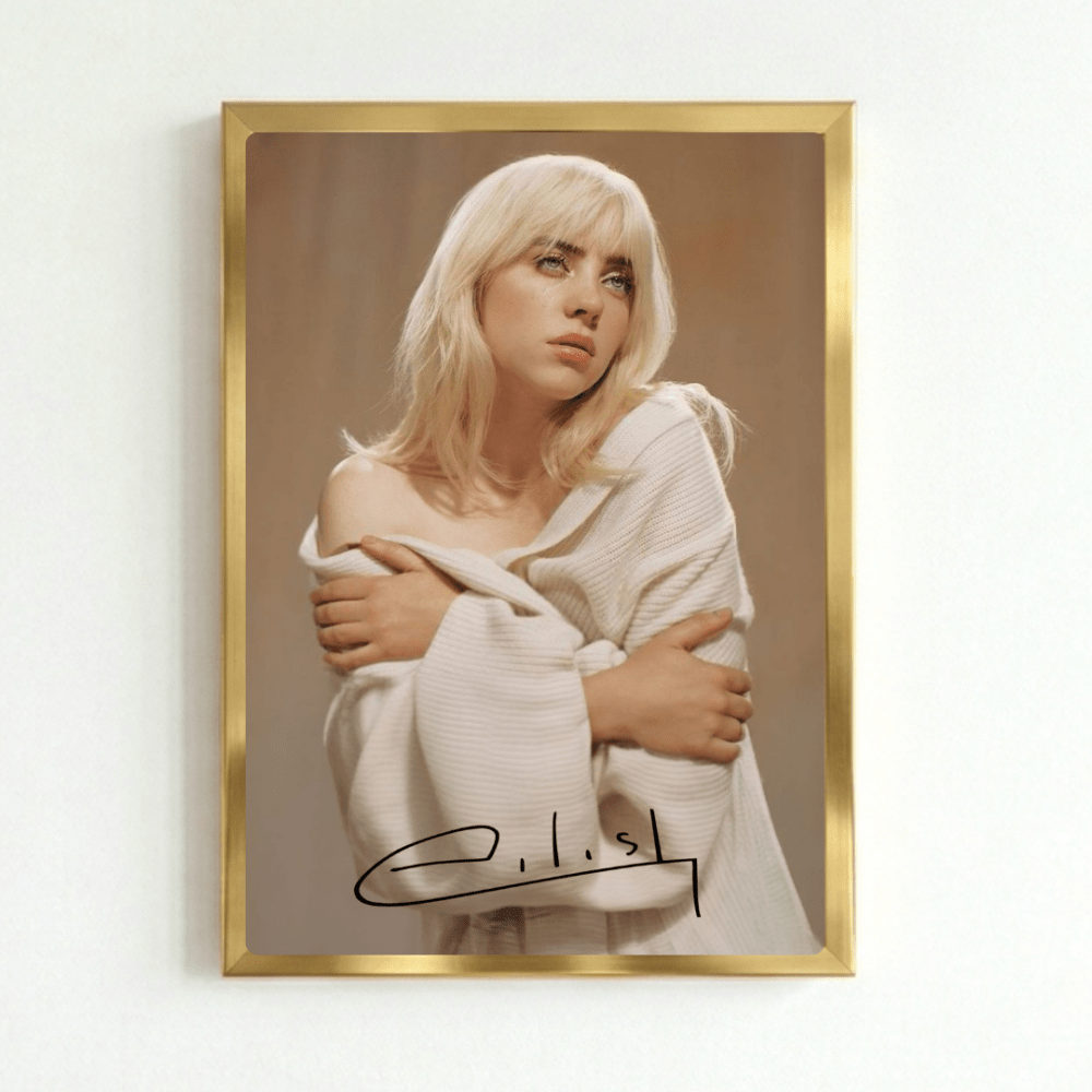 Billie Eilish - Happier Than Ever Poster with Frame - Vibes DistrictBillie Eilish - Happier Than Ever Poster with Frame poster GoldVibes District
