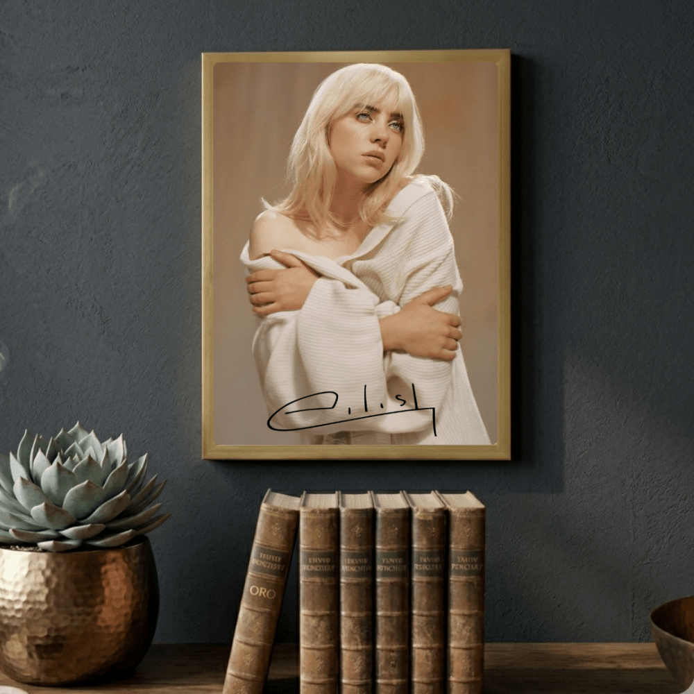 Billie Eilish - Happier Than Ever Poster with Frame - Vibes DistrictBillie Eilish - Happier Than Ever Poster with Frame poster GoldVibes District