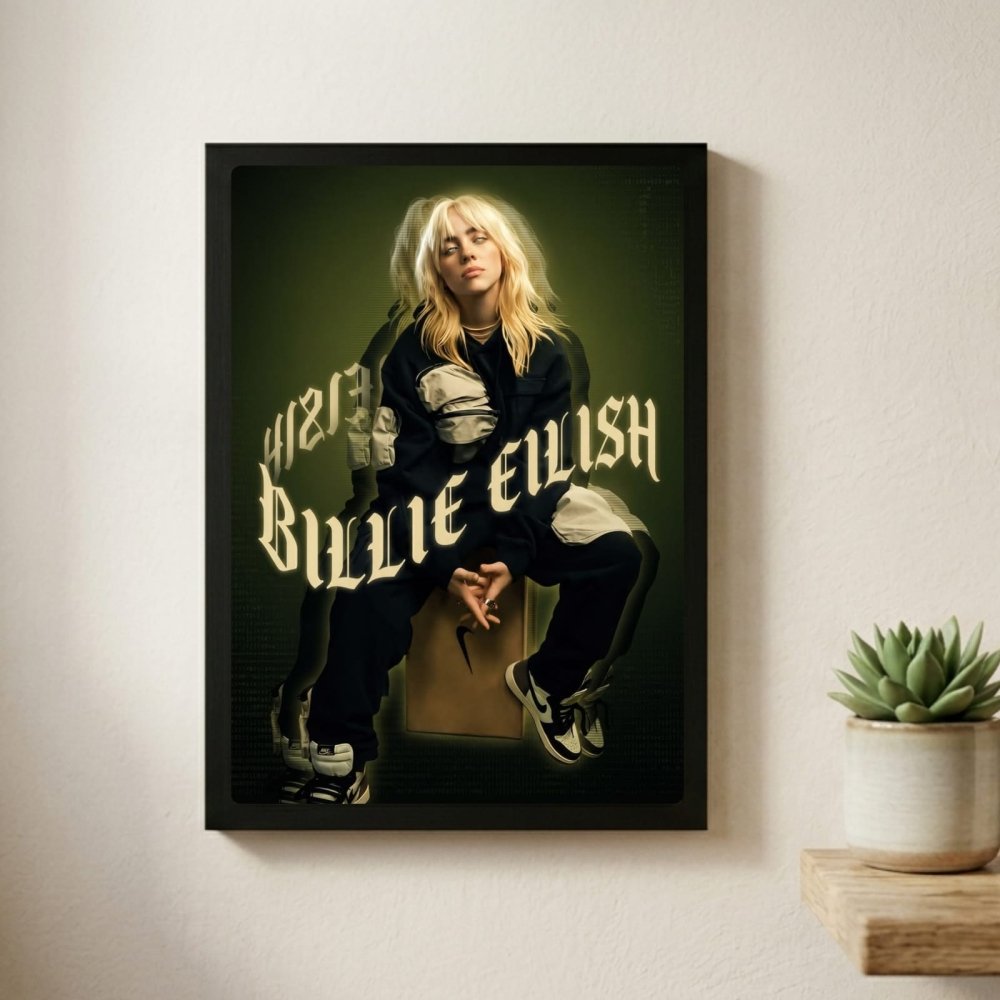 Billie Eilish - Happier Than Ever Poster with Frame - Vibes DistrictBillie Eilish - Happier Than Ever Poster with Frame poster GoldVibes District
