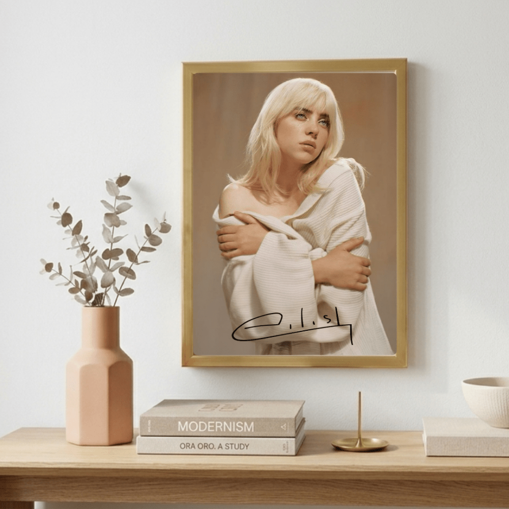 Billie Eilish - Happier Than Ever Poster with Frame - Vibes DistrictBillie Eilish - Happier Than Ever Poster with Frame poster GoldVibes District