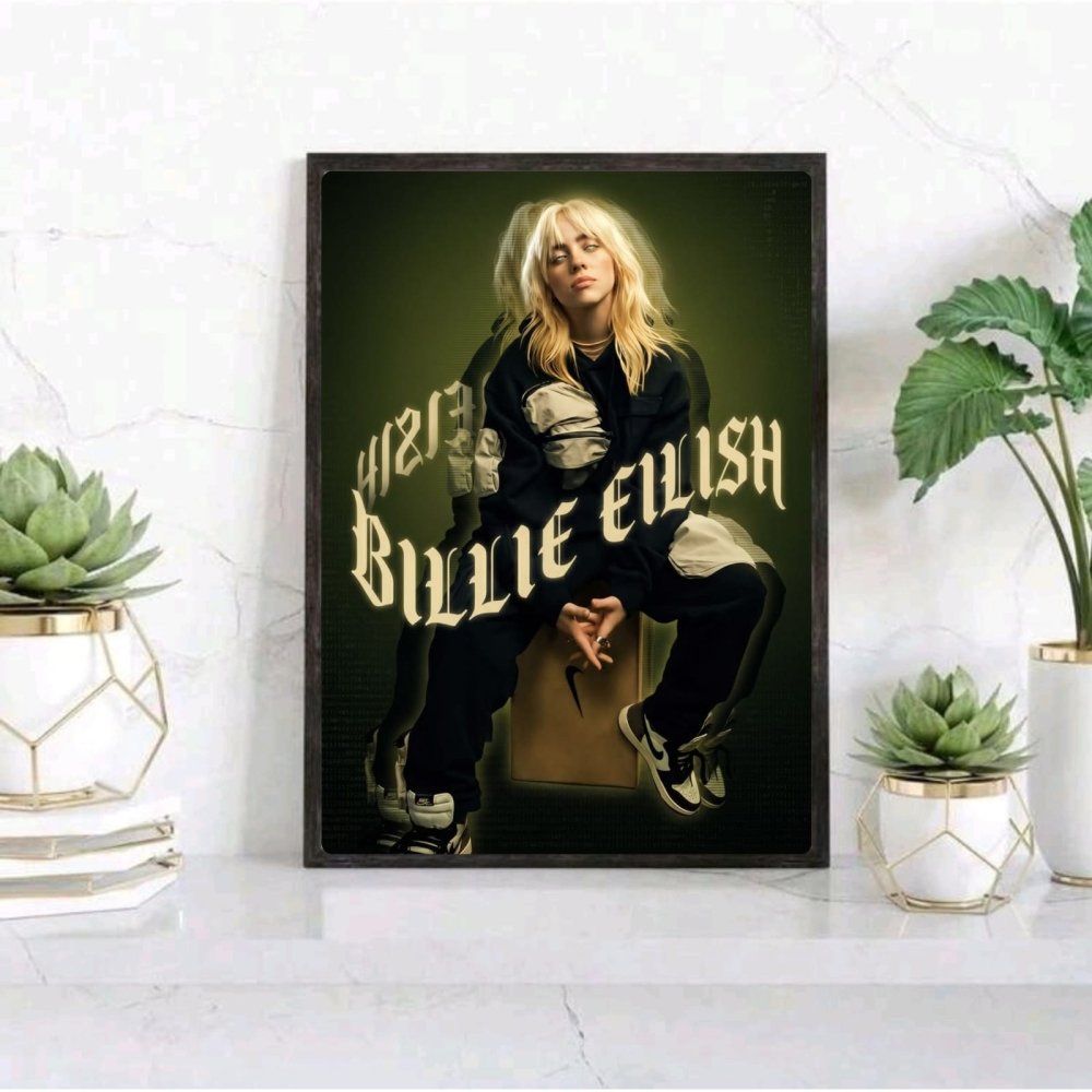 Billie Eilish - Happier Than Ever Poster with Frame - Vibes DistrictBillie Eilish - Happier Than Ever Poster with Frame poster GoldVibes District