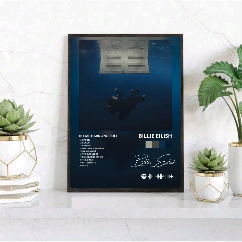 Billie Eilish - Hit Me Hard And Soft Poster with Frame - Vibes DistrictBillie Eilish - Hit Me Hard And Soft Poster with Frame poster SilverVibes District