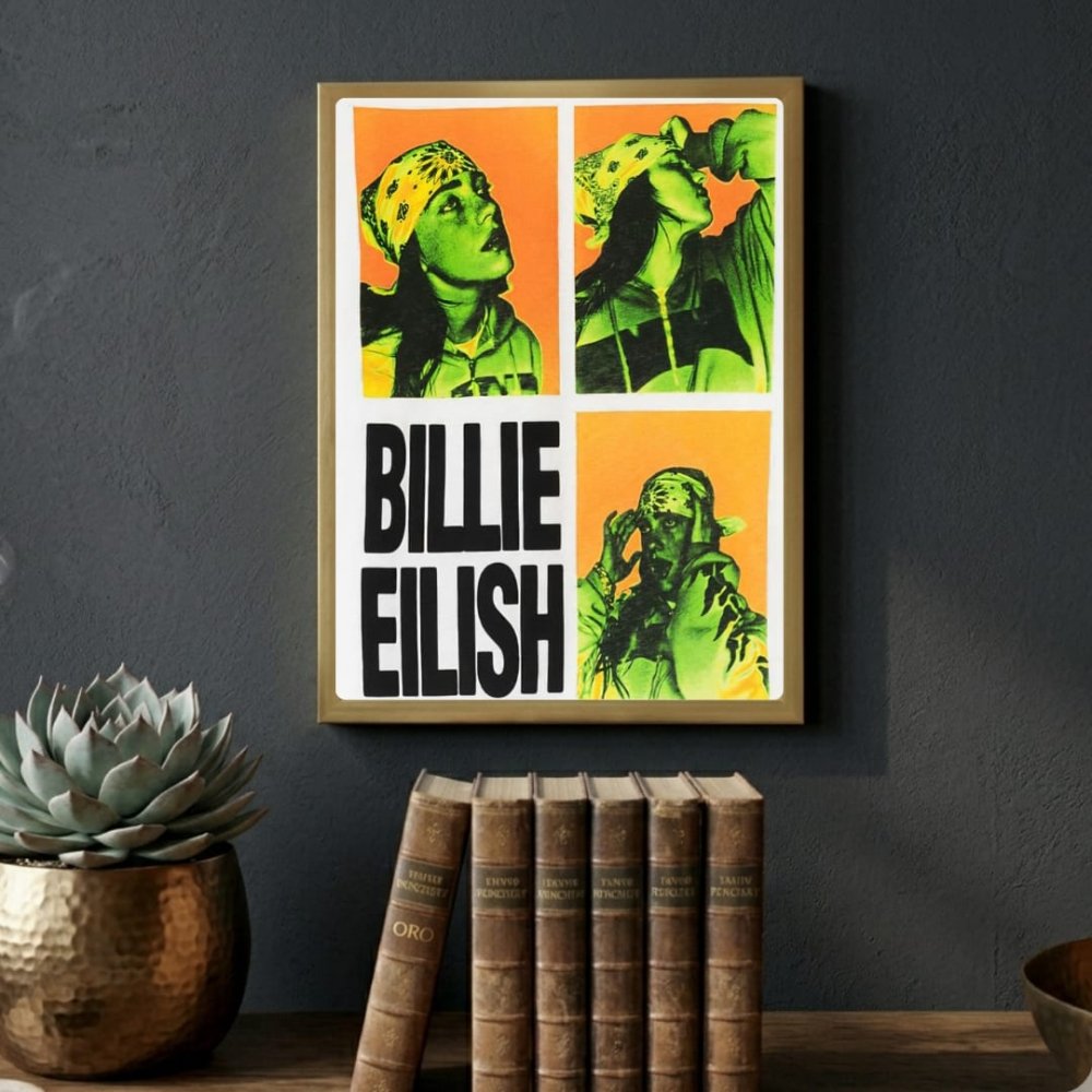 Billie Eilish - Hit Me Hard And Soft Poster with Frame - Vibes DistrictBillie Eilish - Hit Me Hard And Soft Poster with Frame poster GoldVibes District