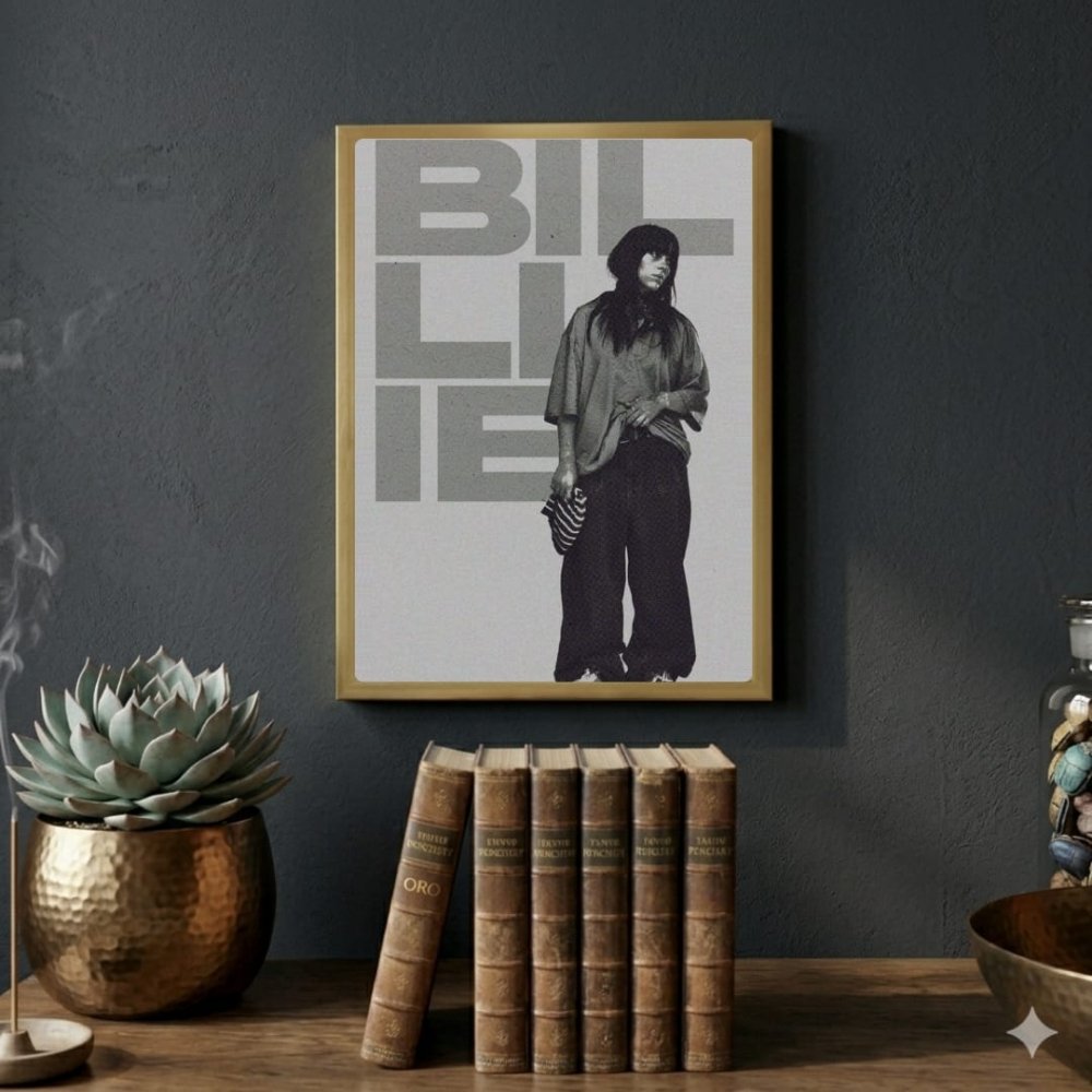 Billie Eilish - Hit Me Hard And Soft Poster with Frame - Vibes DistrictBillie Eilish - Hit Me Hard And Soft Poster with Frame poster GoldVibes District