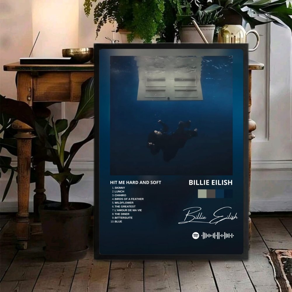 Billie Eilish - Hit Me Hard And Soft Poster with Frame - Vibes DistrictBillie Eilish - Hit Me Hard And Soft Poster with Frame poster SilverVibes District