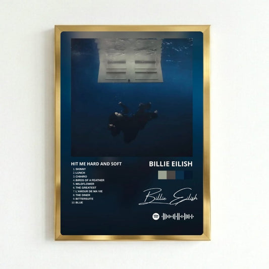 Billie Eilish - Hit Me Hard And Soft Poster with Frame - Vibes DistrictBillie Eilish - Hit Me Hard And Soft Poster with Frame poster GoldVibes District