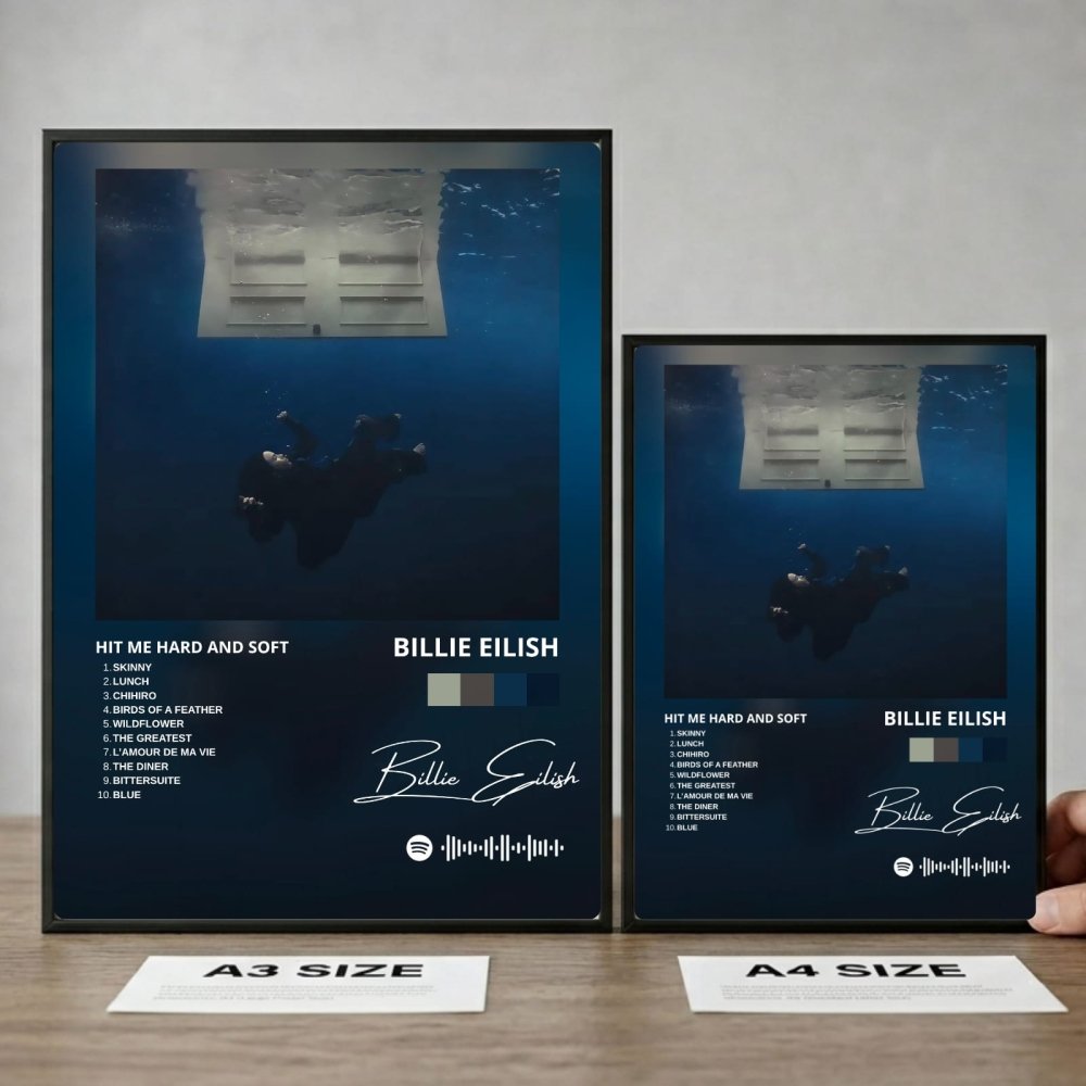 Billie Eilish - Hit Me Hard And Soft Poster with Frame - Vibes DistrictBillie Eilish - Hit Me Hard And Soft Poster with Frame poster SilverVibes District