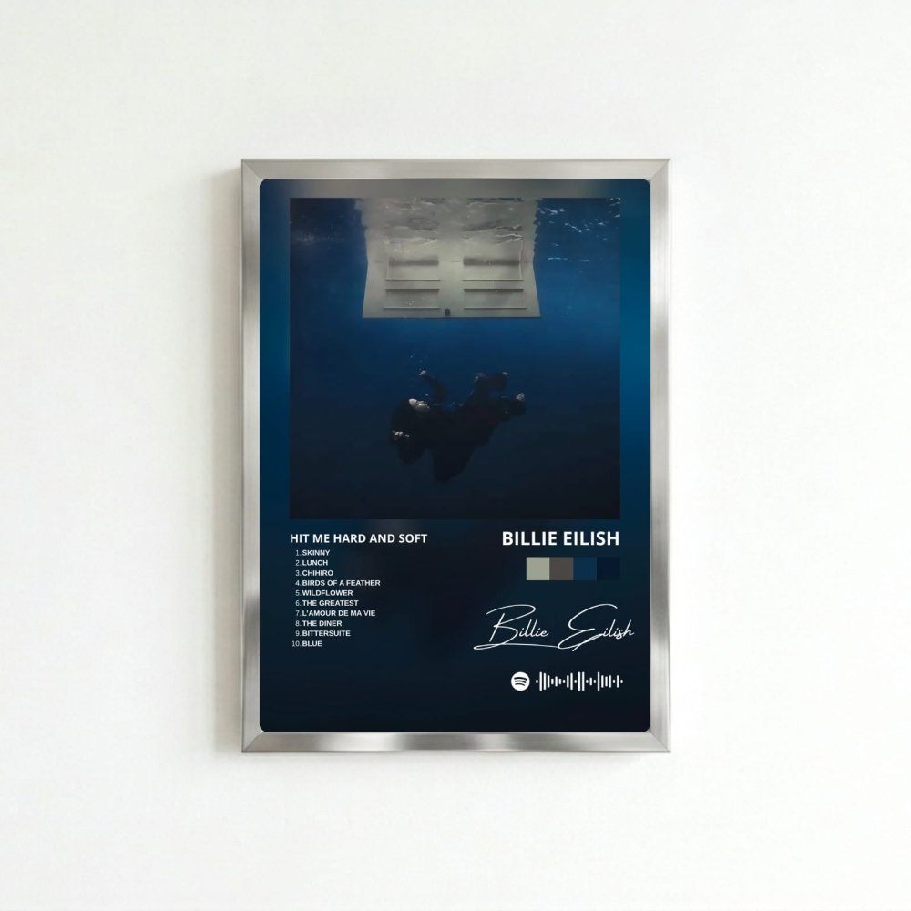 Billie Eilish - Hit Me Hard And Soft Poster with Frame - Vibes DistrictBillie Eilish - Hit Me Hard And Soft Poster with Frame poster SilverVibes District