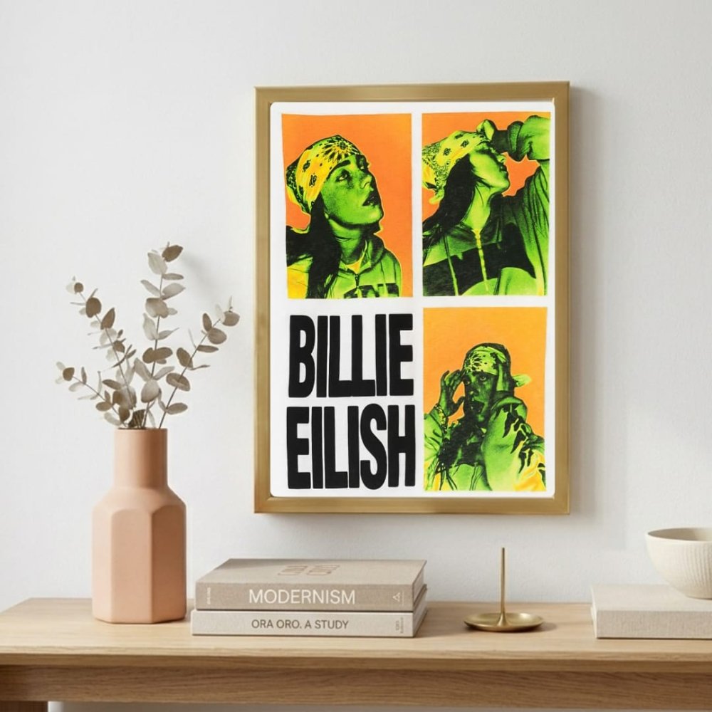 Billie Eilish - Hit Me Hard And Soft Poster with Frame - Vibes DistrictBillie Eilish - Hit Me Hard And Soft Poster with Frame poster GoldVibes District