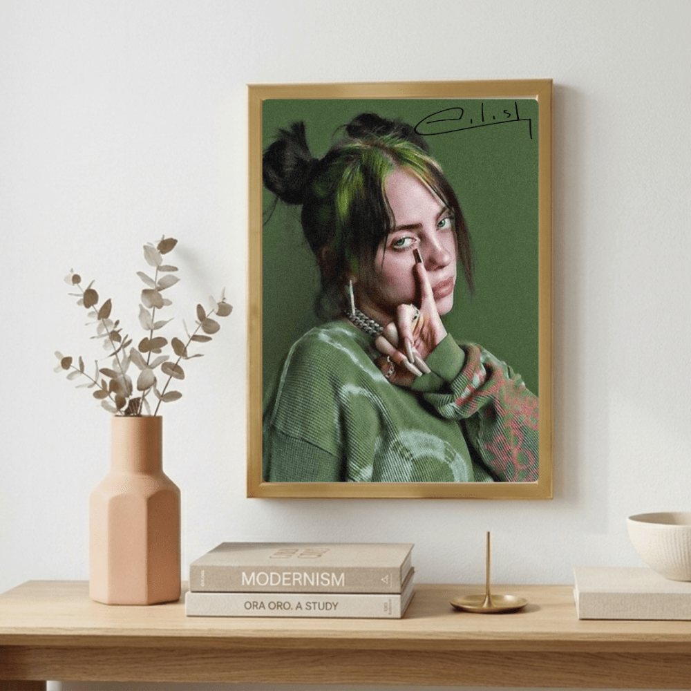 Billie Eilish - Hit Me Hard And Soft Poster with Frame - Vibes DistrictBillie Eilish - Hit Me Hard And Soft Poster with Frame poster GoldVibes District