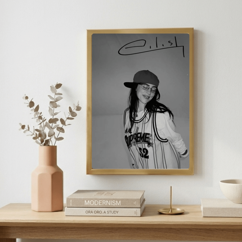 Billie Eilish Poster with Frame - Vibes DistrictBillie Eilish Poster with Frame poster GoldVibes District