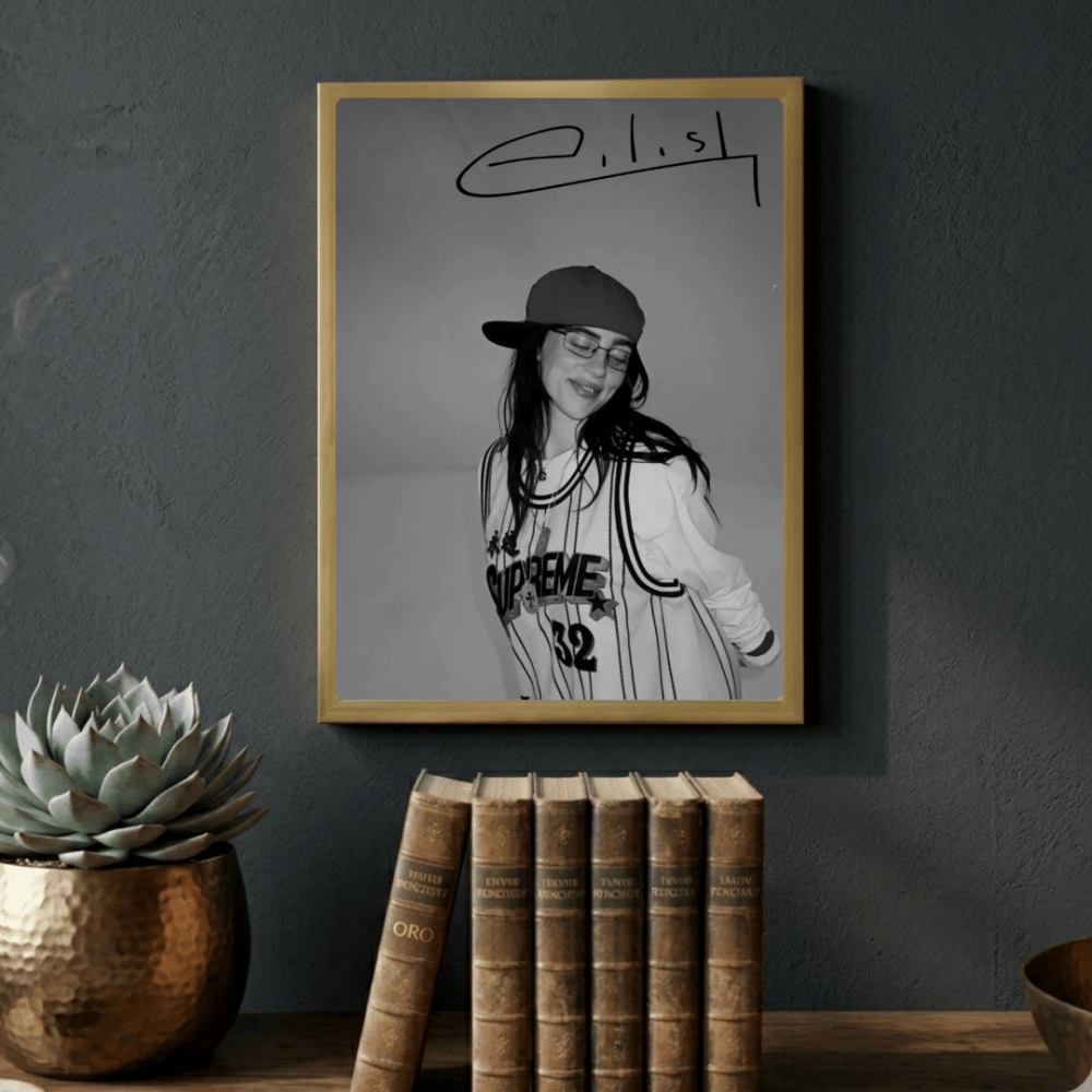 Billie Eilish Poster with Frame - Vibes DistrictBillie Eilish Poster with Frame poster GoldVibes District
