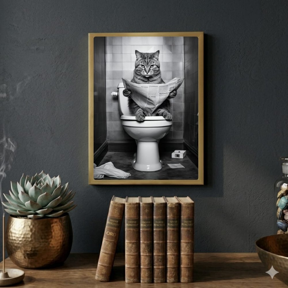 Cat house deco bathroom - Vibes DistrictCat house deco bathroom poster GoldVibes District