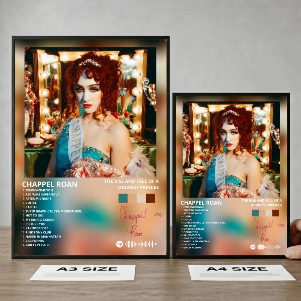 Chappell Roan - The Rise And Fall Of A Midwest Princess Poster with Frame - Vibes DistrictChappell Roan - The Rise And Fall Of A Midwest Princess Poster with Frame poster SilverVibes District